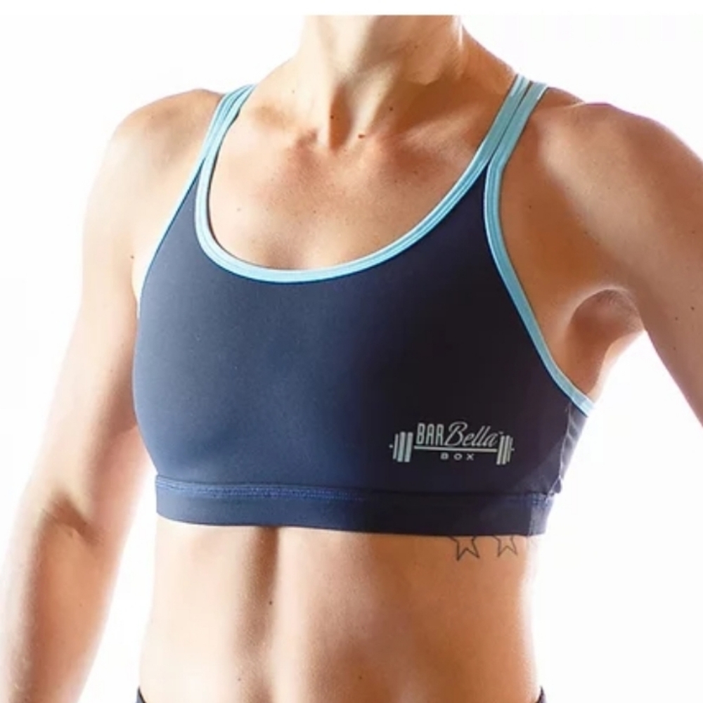 Barbella sports bra with insertable bra cup. Size S in color blue
